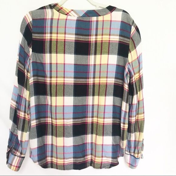 Talbots light plaid top with tie front detail - Picture 2 of 3